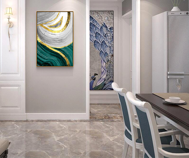 现代简约抽象组合客厅玄关卧室有框挂画 晶瓷画 纯手绘油画 灵源